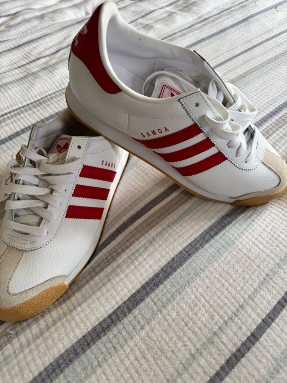 adidas Samoa White with Red Stripes Retro Sneakers